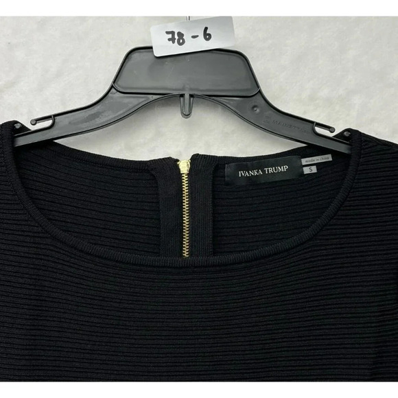 Ivanka Trump Tops Women's S Black Ribbed Knit Back Zip Crop Stretch 3/4 Sleeves - Picture 12 of 12